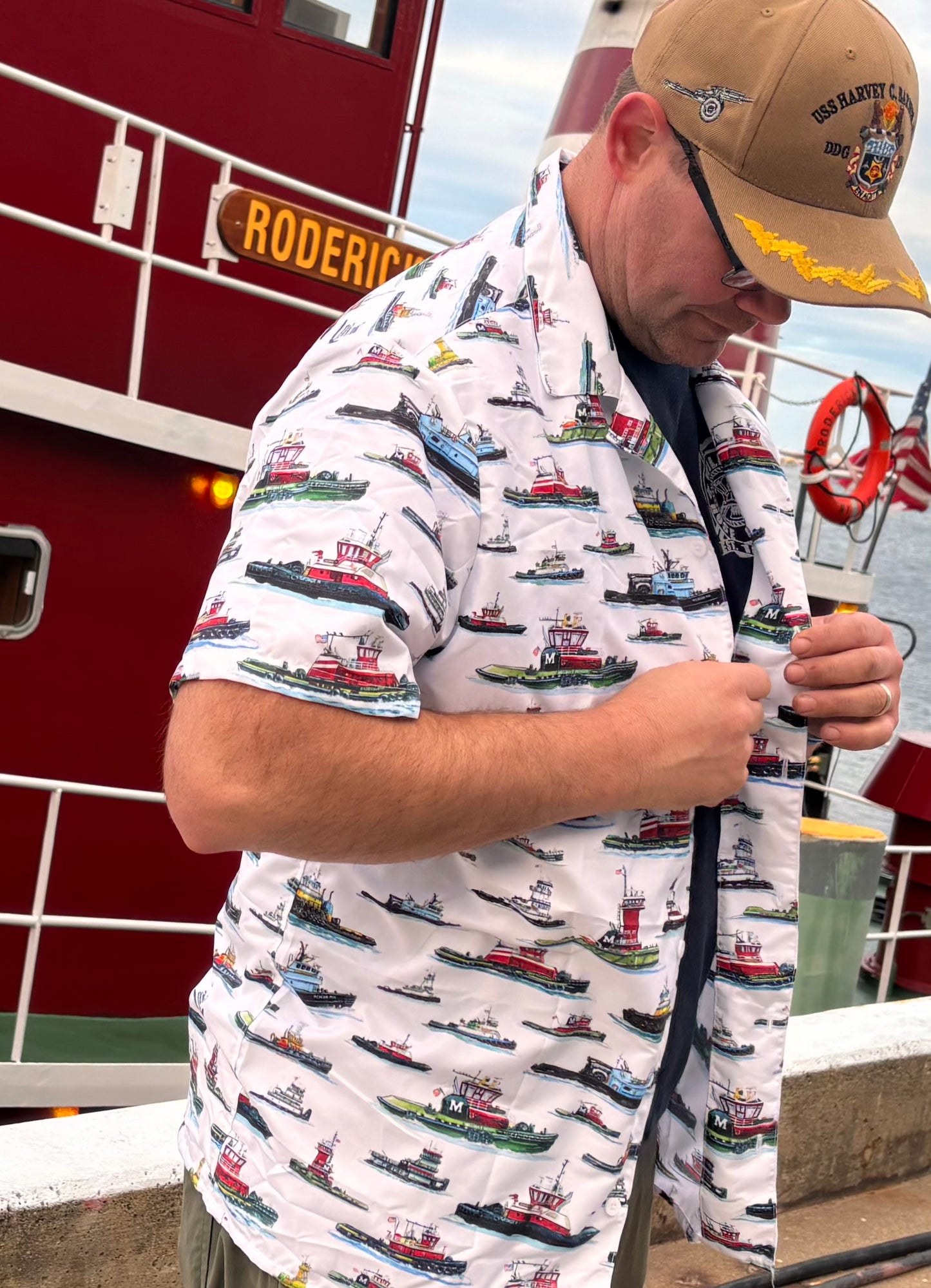 Limited Edition Tugboat Print Button Down Shirt (unisex)