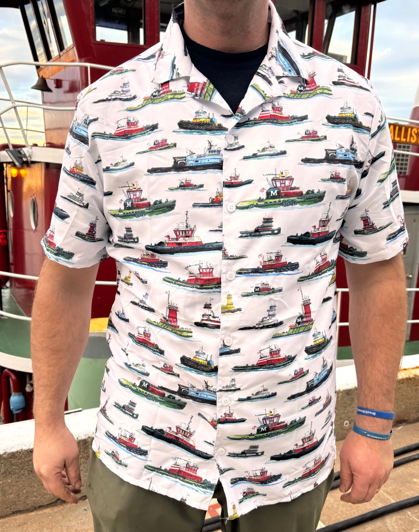 Limited Edition Tugboat Print Button Down Shirt (unisex)