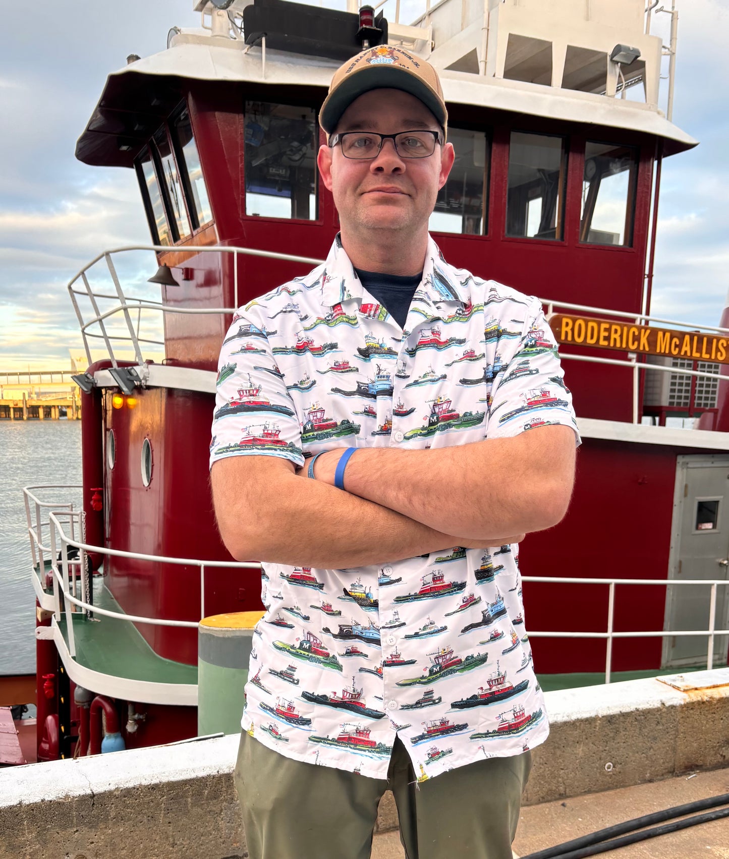 Limited Edition Tugboat Print Button Down Shirt (unisex)